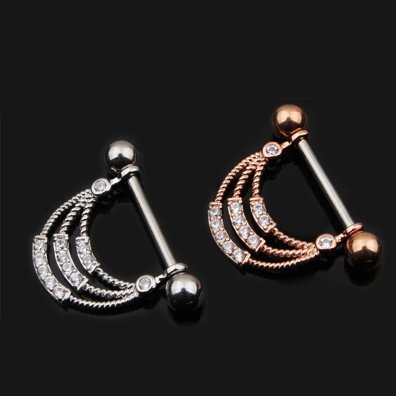 ANNEAU DE PIERCING,1707SRCLBagues Pour Tétons En Zircon, 1 Paire, Nouveau, Bijoux De Corps