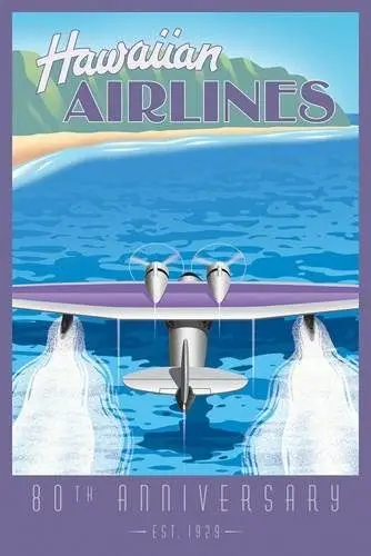Hawaiian Airlines Hawaii Waikiki Summer Holiday Posters Retro Vintage ...