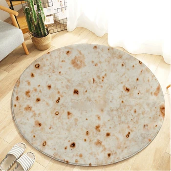 

Comfort Food Creative Burrito Wrap Blanket Round Bathroom Carpet 60CM Mexican Flannel Home Kitchen Anti-slip Mat Floor Home Rug