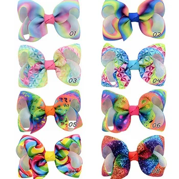

8Pcs/lot 3 Inch Rainbow Butterfly unicorn bow Boutique baby party hairpin headwear handmade Girl Hair band hair accessory A94