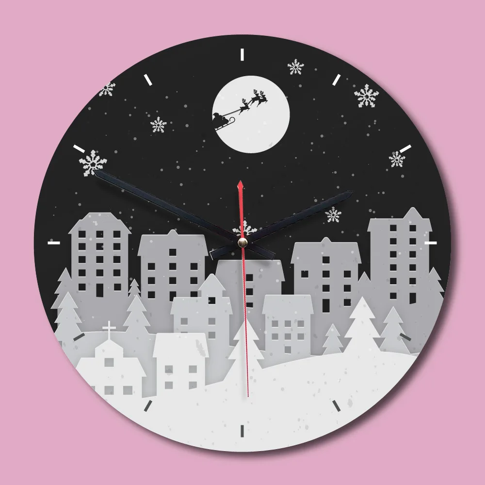 Modern Still Life Quartz Movement Hanging Clocks Round Acrylic Wooden