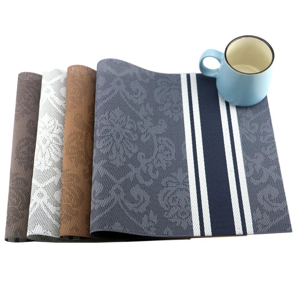 

4Pcs/Set PVC Placemat Square Color Home Desk Mat Table Mats For Dining Table Mat Coasters Slip-Resistant Kitchen Pads