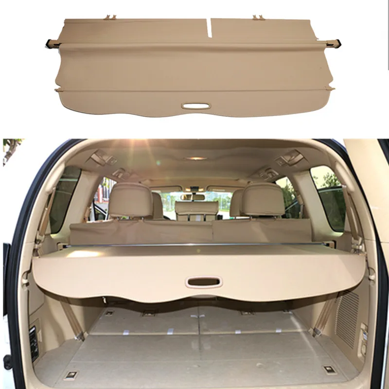 Beige Rear Trunk Shade Security Cargo Cover for Toyota LC Prado FJ150 2010-2019