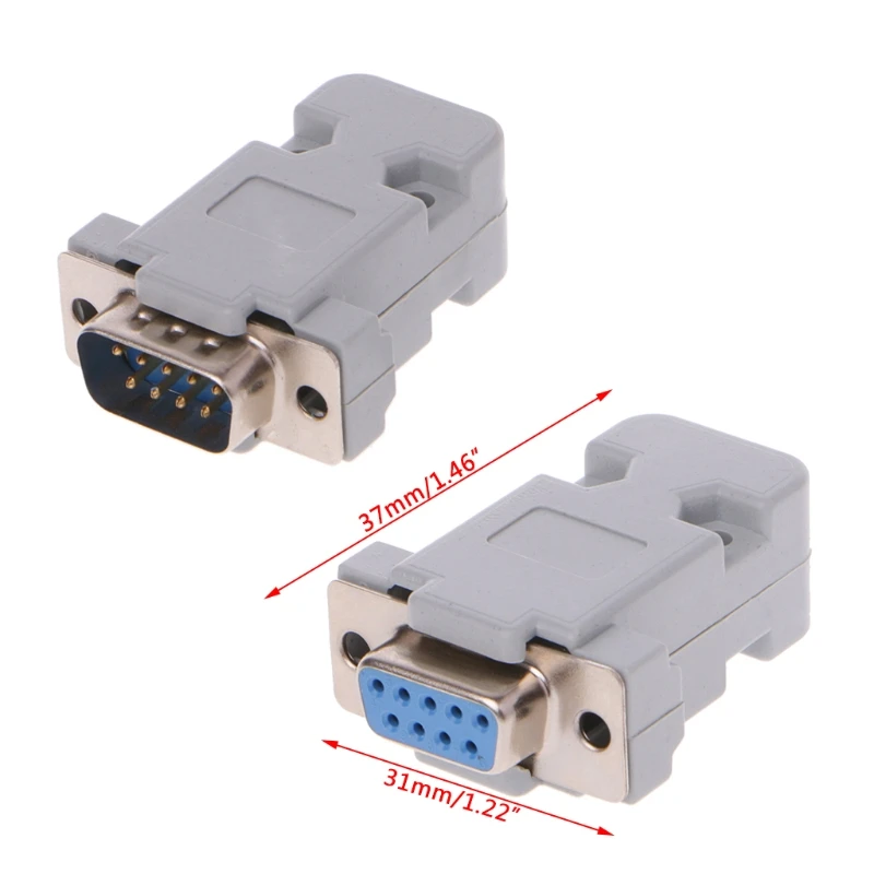 

5Sets 9Pin Male/Female D-Sub Plug Solder Connector RS232 Serial DB9 w/ Grey Hood 250V 37x31mm