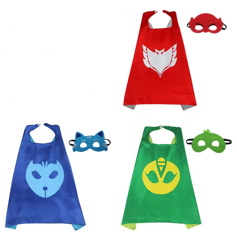 

2pcs/set PJ Masks Role-play cloak Cape and Mask Owlette Catboy Gecko Cosplay Action Toys For Children