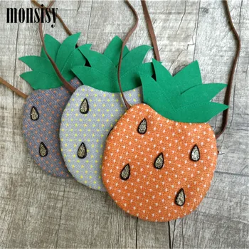 

Monsisy Lolita Bags For Girls Boys Purse and Handbag Cartoon Linen Pineapple Toys Gifts Unisex Baby Kid Children Crossbbody Bag