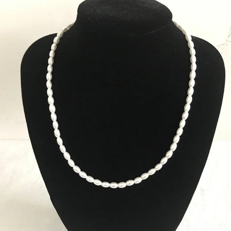 

Rice Shape Glass Pearls Necklace 4*6mm Pearls Jewelry Necklace for Women Boho Jewelry Vintage 2018 Spring New Fashion Xmas Gifts