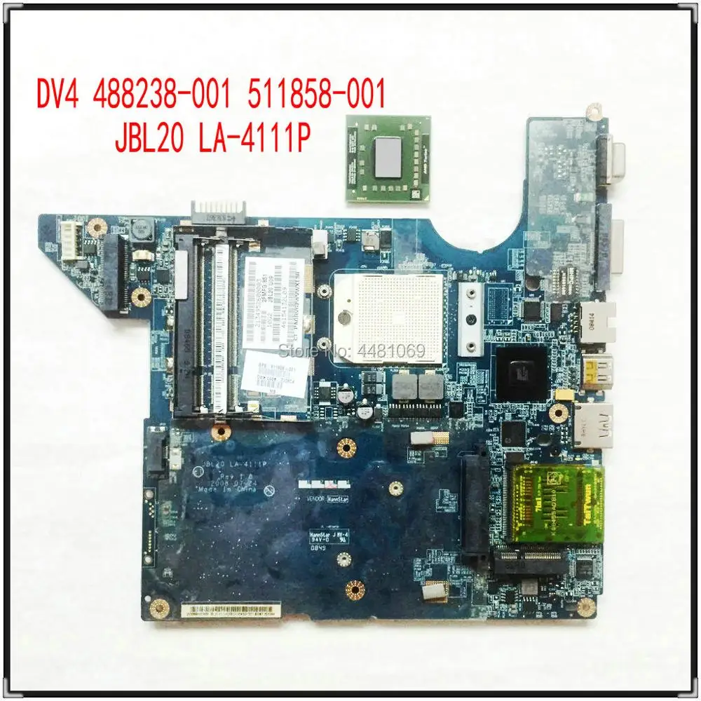 

488238-001 511858-001 FOR HP DV4 Motherboard JBL20 LA-4111P 100% TESTED LA-4111P fully tested working