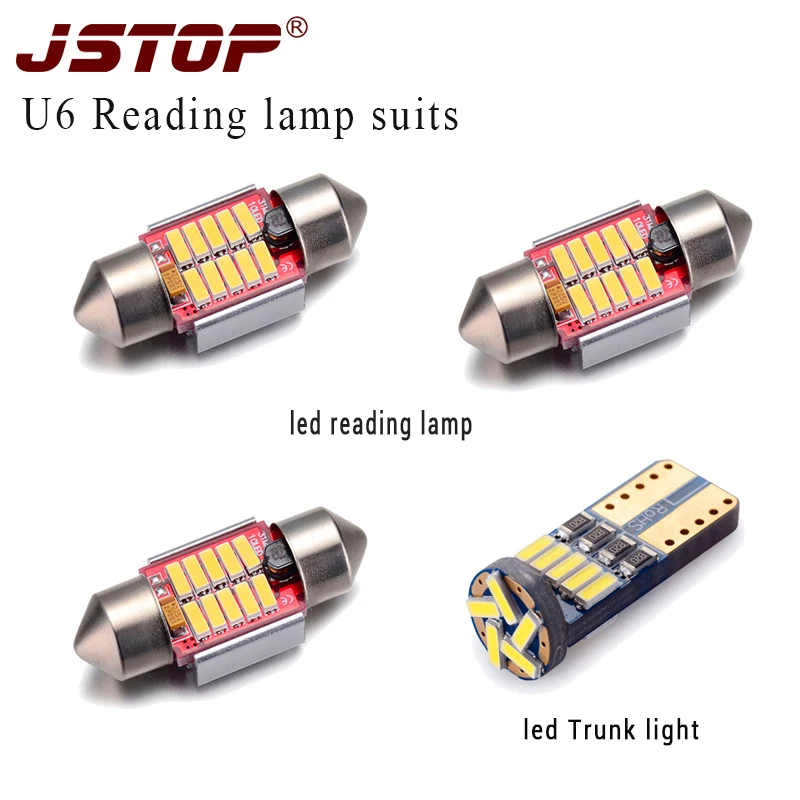 JSTOP 4pcs/set U6 led car reading light 31mm canbus festoon C5W Trunk lights T10 W5W 6000k led