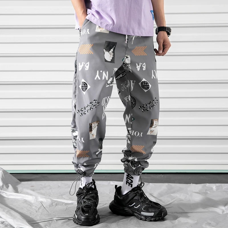 2019 Hip Hop Sweatpants Male Harajuku Vintage Fashions Pants Man Print Streetwear Joggers Plus Size Joggingbroek Mannen Casual