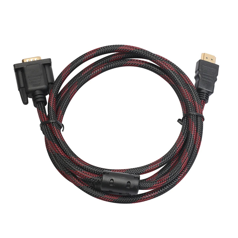 

1.5M HDMI Male to Male 15 Pin VGA Cable HDMI to VGA Connector Adapter Converter Nylon Braided Cable for HDTV Computer