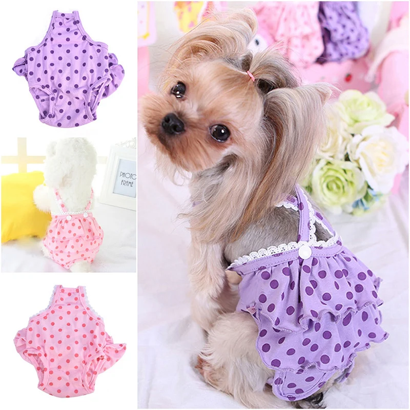 Pet Dog Panties Strap Sanitary Adjustable Dog Dot Print  Underwear Diapers Physiological Pants Puppy Shorts Drop Shipping 2017