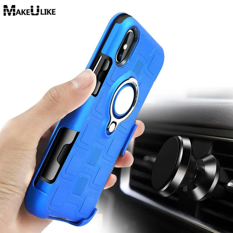

MAKEULIKE Ring Back Case for iPhone X Cover TPU Armor Phone Bags Case For Apple iPhone X/10 Fundas
