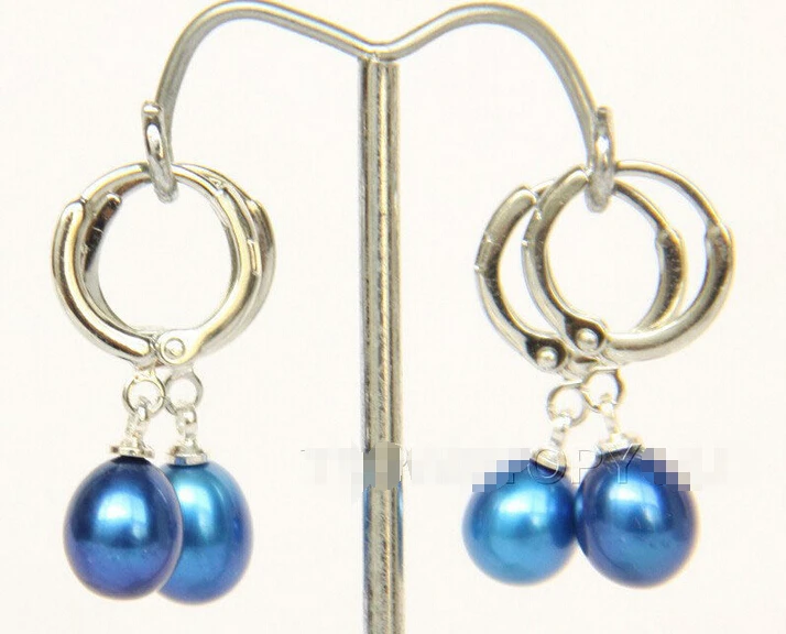 

Free shipping >>>>>>2 piece 10mm drip sky-blue freshwater pearls Earrings E2649
