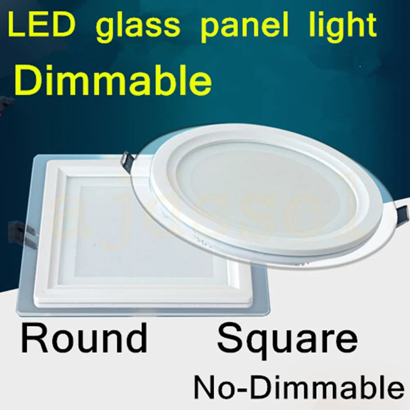 LED Panel Downlight Square/Round Glass Panel Lights 6W 12W 18W High Brightness Ceiling Recessed Lamps Dimmable AC110V/220V LED