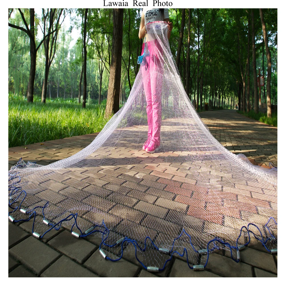 Lawaia Fishing Network Have Sinkers Fishing-net 2.4m-4.2m American Sign Fishing Net Cast Network Hand Net Network Net Folding nautical fishing net wood grain tower bath rug