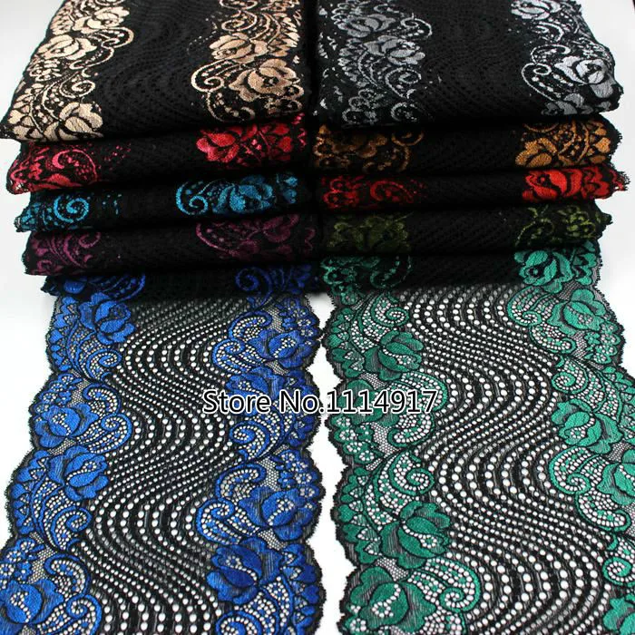 Diseño Ancho Negro Elástico Encaje Floral Lencería Disfraz De Costura recorte 6/" 15cm