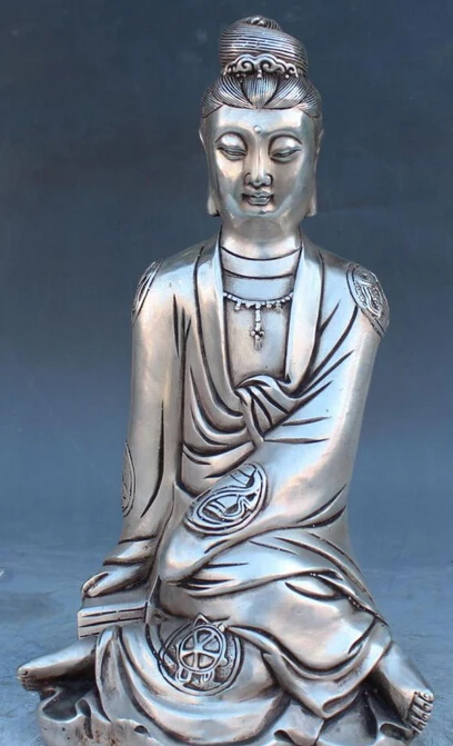 

12 Tibet Buddhism Bronze Silver Treasure Kwn-yin Guan Yin Goddess Buddha Statue S0708 Discount 35%