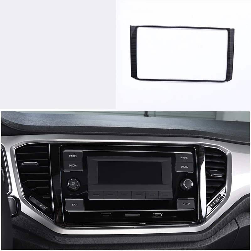 

lsrtw2017 titanium black stainless steel car navigation frame trims for volkswagen t-roc 2017 2018 2019 2020