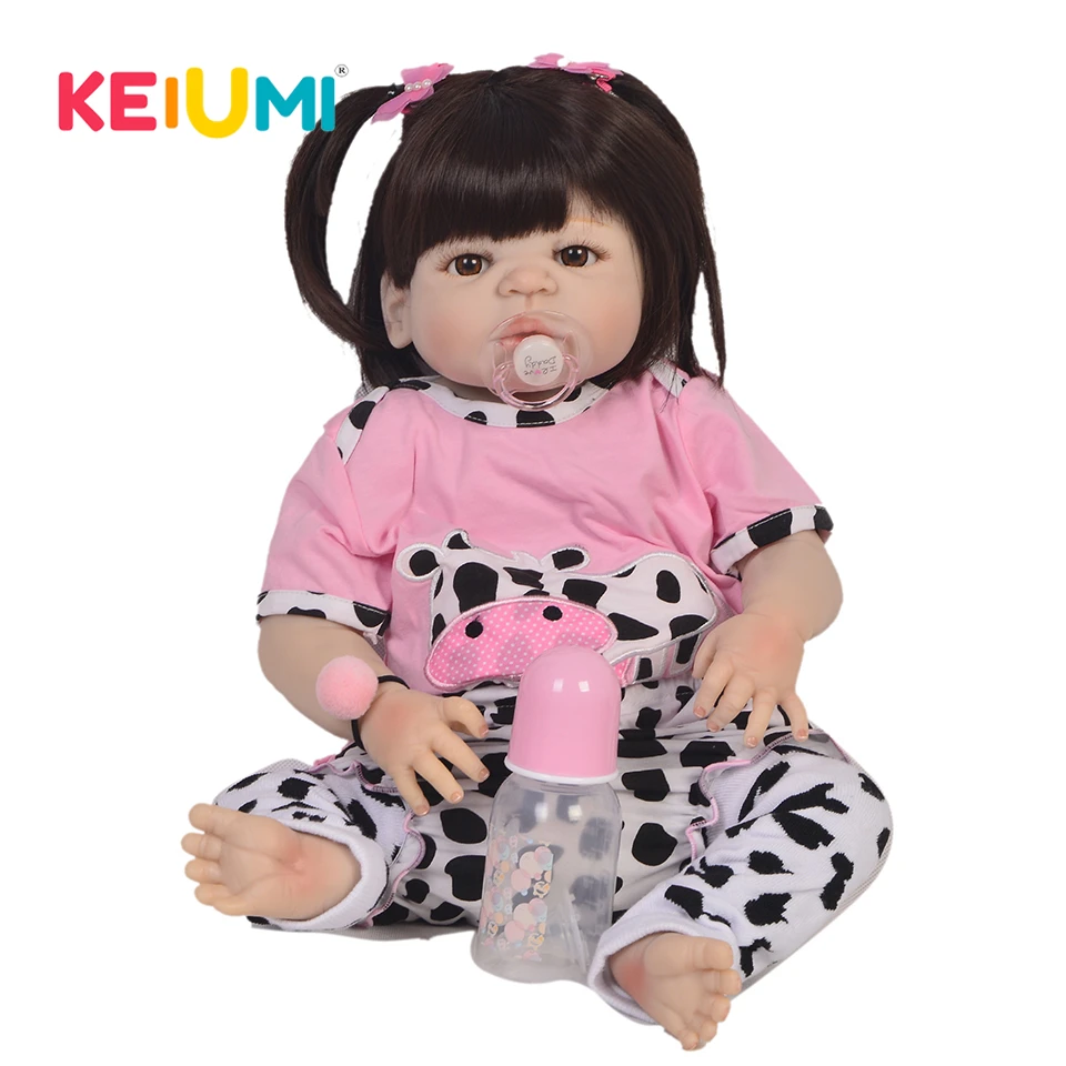 

KEIUMI 23 Inch Reborn Girl Dolls Full Body Silicone Vinyl DIY Toy 57 cm Pink Cow Newborn Baby Dolls Reborn Bathe Kids Playmates