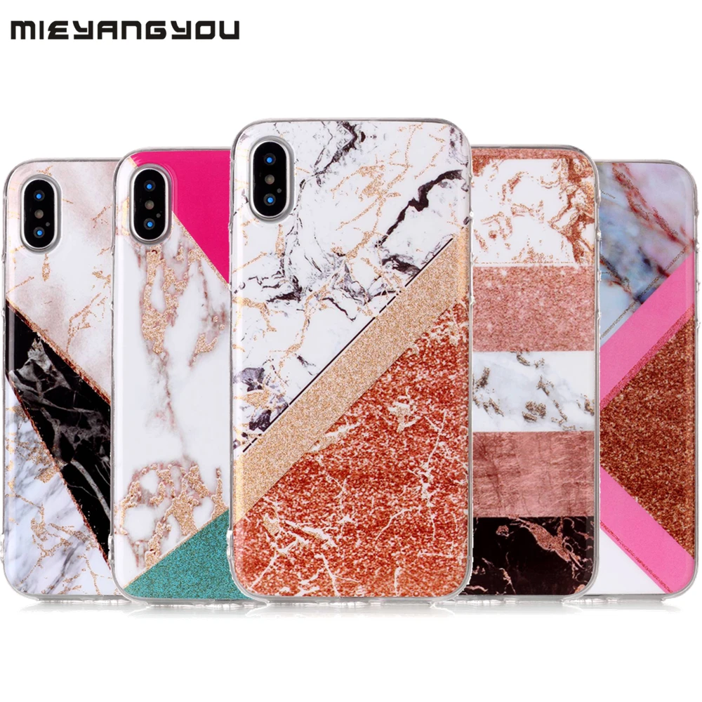 Блестящий Мраморный чехол для телефона из ТПУ iPhone 5 5S SE 6 S 7 8 Plus X 10 Чехлы ipod touch