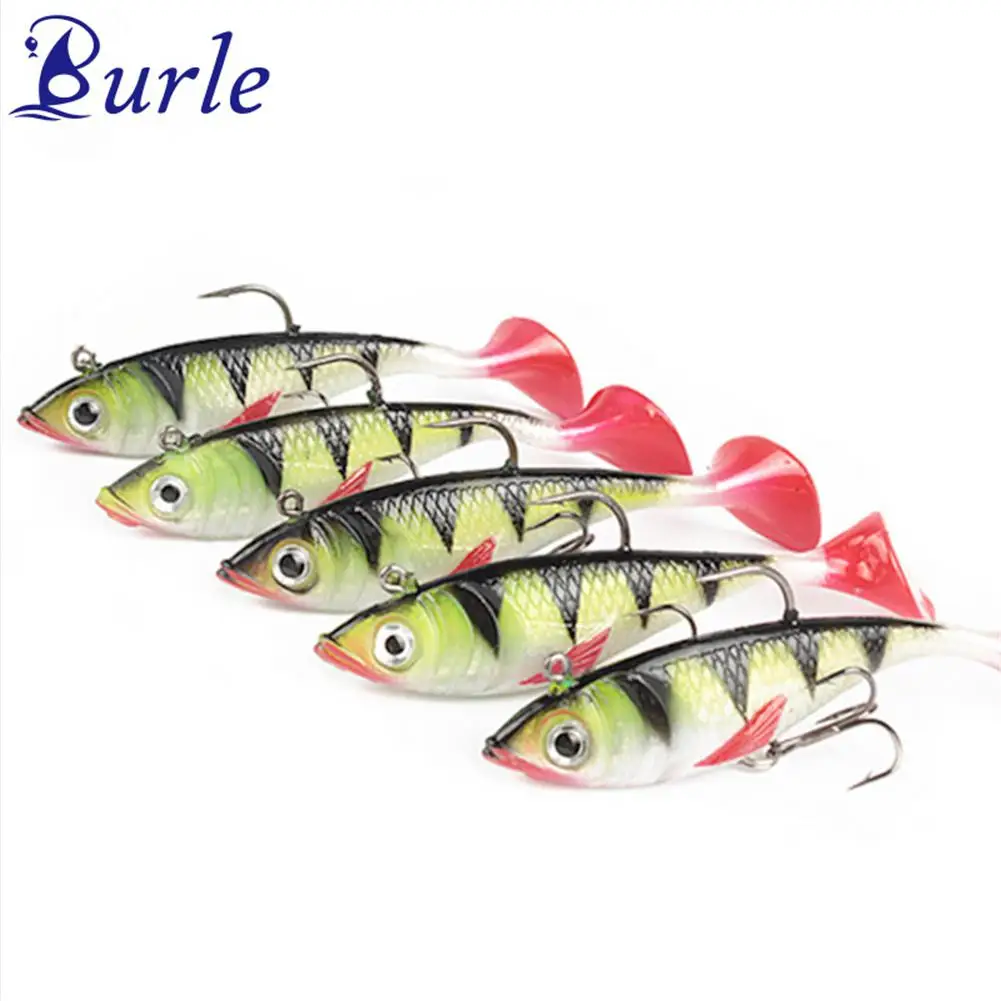 

Burle Fishing lur 5pcs/lot Lead Jig Head Softbait Lure Fishing Swimbait T-Tail Shad Type Lure 110mm/19.4g