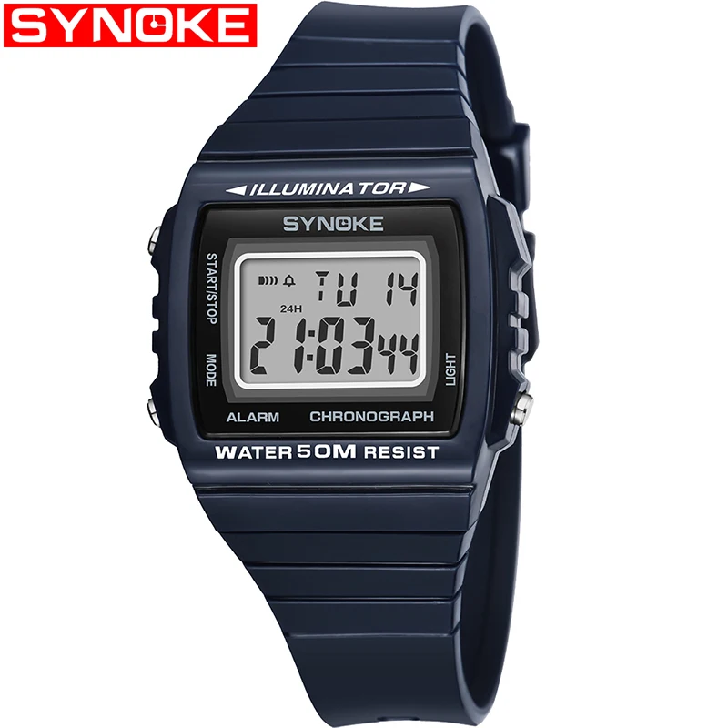 Blue SYNOKE спортивные часы для мужчин многофункциональные жизни Relogio Masculino водонепроницаемые часы для женщин Дешевые электронные цифровые часы Montre Femme - Цвет: Blue