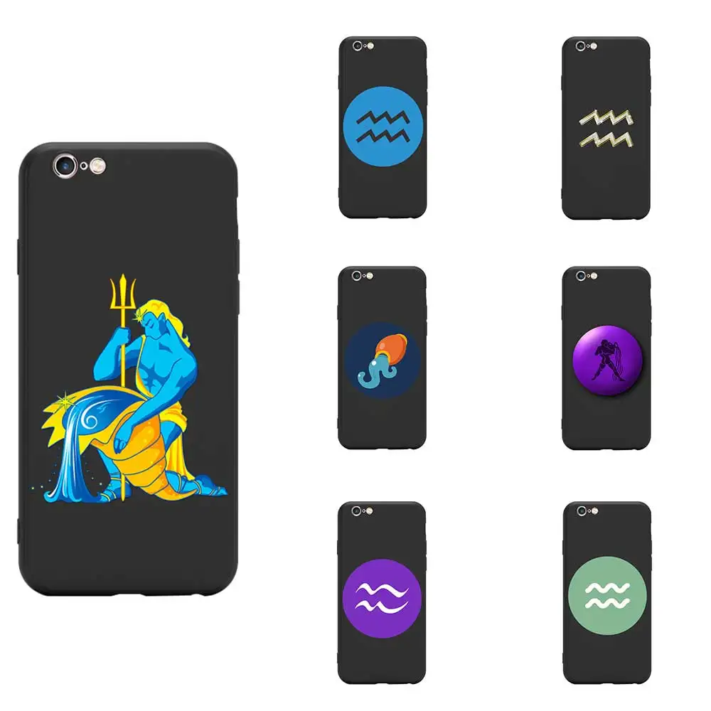 

Astrological Sign Zodiac Aquarius Icon Symbole Carton Theme Soft TPU Phone Case For iPhone 6/6s/7/7s/8s/X/XR/MAX Silicon