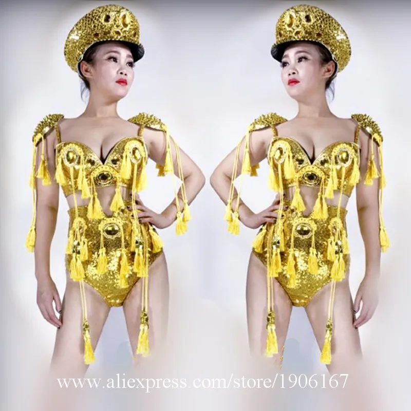 Nightclub DS ladies gold bikini uniform costumes National Day Spring Festival costumes Golden costumes01