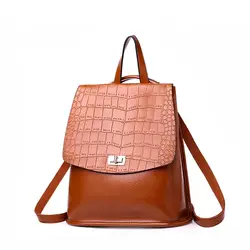 Для женщин рюкзак 2018 Новый высокое качество кожаные рюкзаки для девочек подростков школьные сумки дамы сумка крокодил печатает сумки