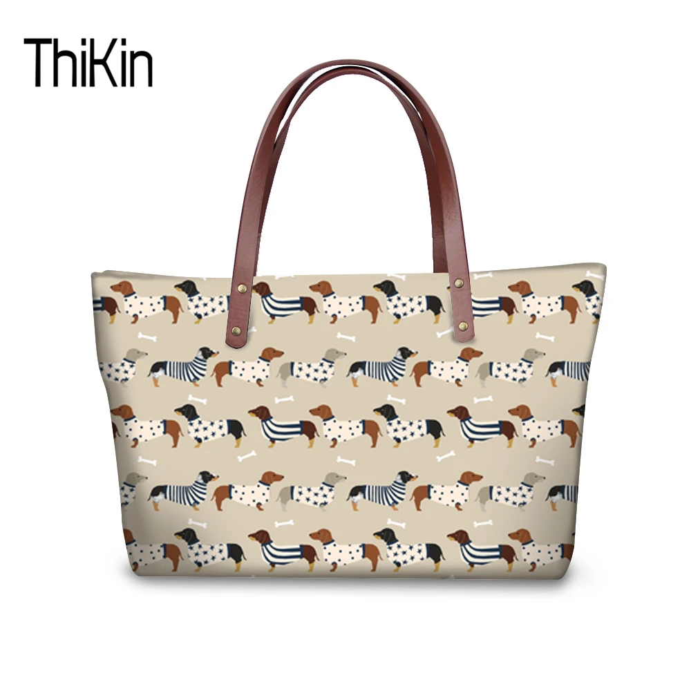 

THIKIN top-handle bags for women 2018 shoulder bag 3d printing dachshund dog female handbag large messenger bag women handbags