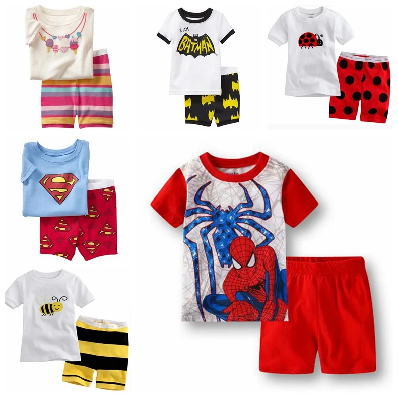 

New Boy Pajamas Kids Summer Clothing Children Underwear Cartoon Letter T-shirts+Shorts Boys Girls Sleepwear Baby Pyjamas Sets