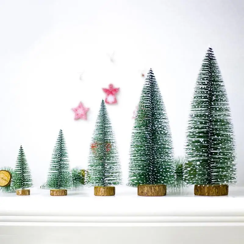 1 шт. Маленькая DIY Рождественская елка искусственная сосна дерево мини щетка для бутылок из сизаля Рождественская елка Санта, снег, мороз деревенский дом