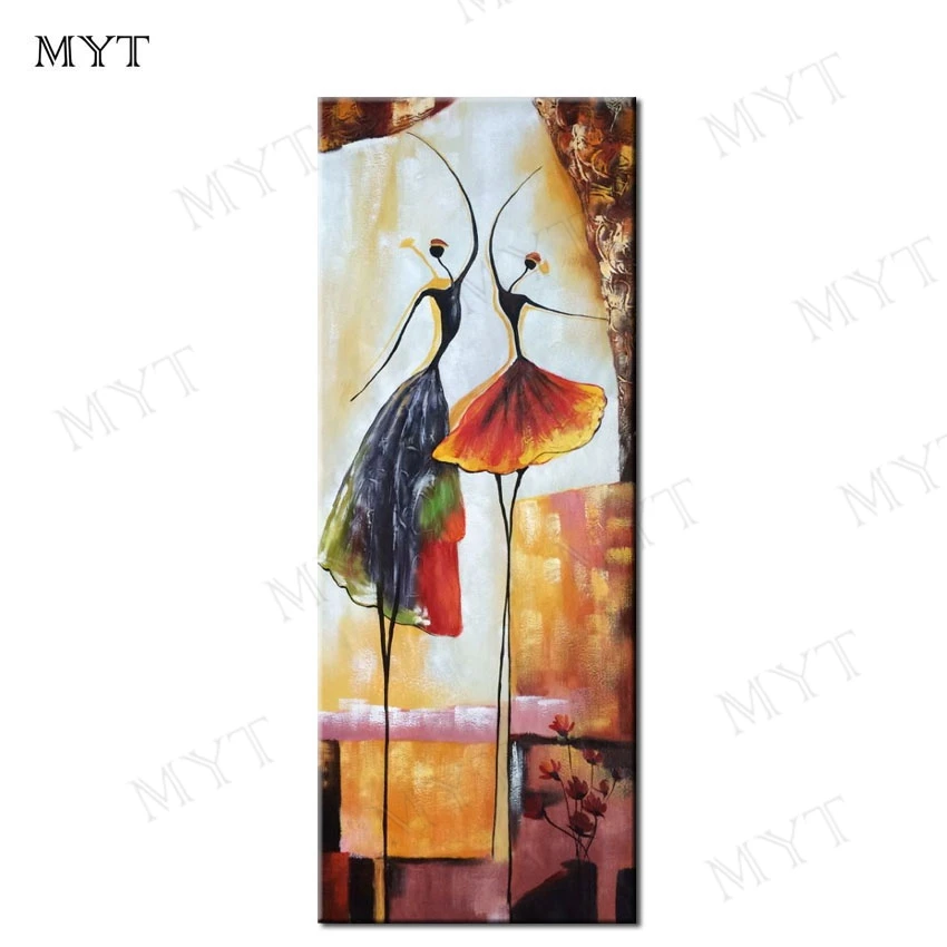 

MYT Two Ballet Dancers Handmade Colorful Art Painting Hand Painted Modern Abstract Oil Painting On Canvas Wall Art Gift Unframed