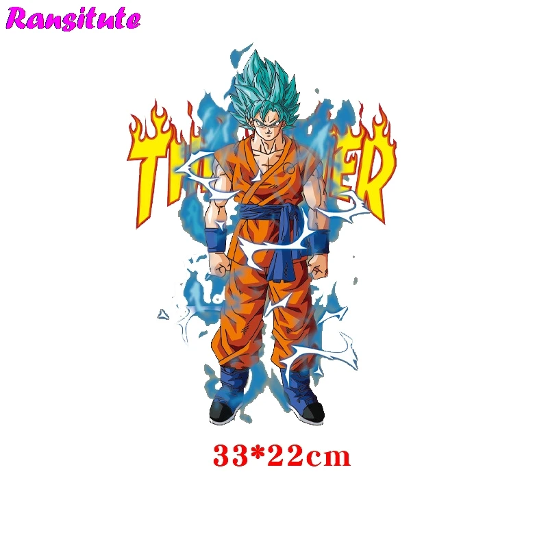 Ransitute R318 Dragon Ball можно стирать и термопечать Термотрансферная футболка аппликация нашивка на рюкзак