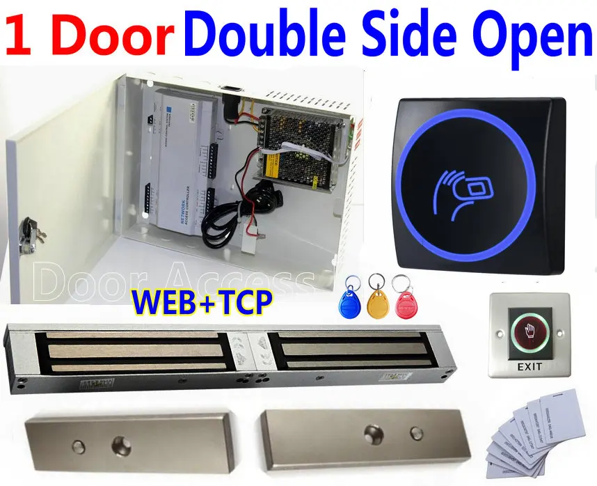 1 Door Double side open door PSU All-in-one Power Box+RFID Card reader One Entry+Exit Electro Magnetic Lock+No Touch Exits | Безопасность