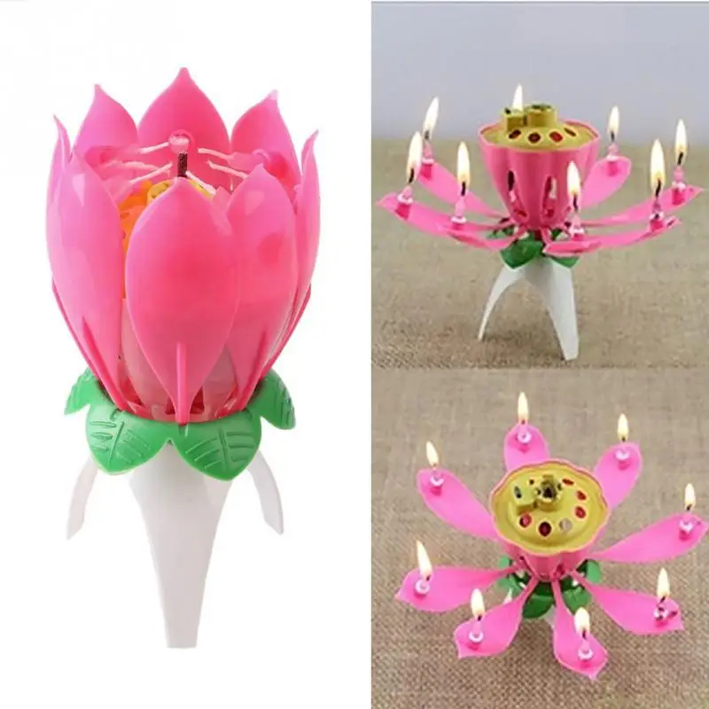 

Birthday Candle Romantic Pink Will Bloom Beautiful Lotus Shaped Candle