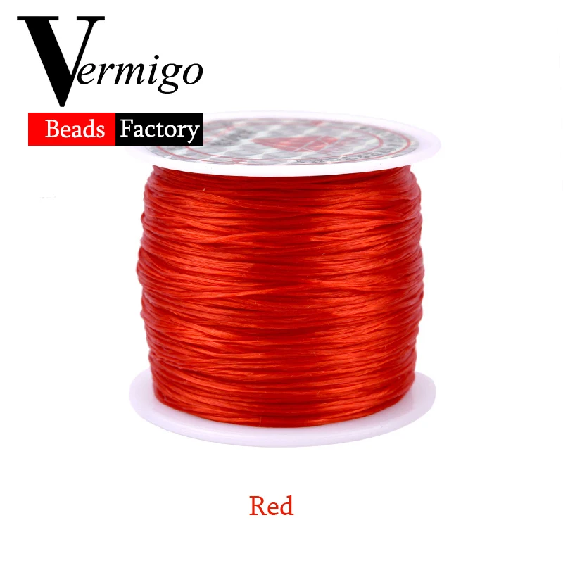 Red 60m/Roll DIY Crystal Beading Stretch Cord for Jewelry Making 0.7mm Elastic Thread Rope Diy Bracelet Necklace Accessories - Цвет: Red