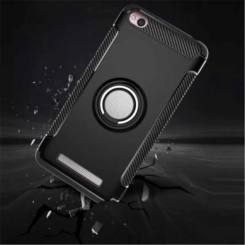 

Anti-knock Soft Silicone PC Back Cover Cases For Xiaomi Redmi 4A Mobile Phone Case With Ring Bracket
