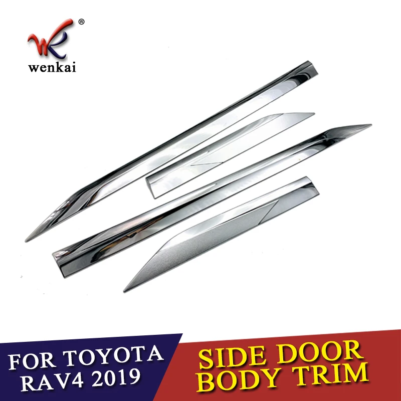 ABS Chrome Door Body Molding Fit For Toyota RAV4 2019 2020 Car Accessories Side Strips Trim Cover