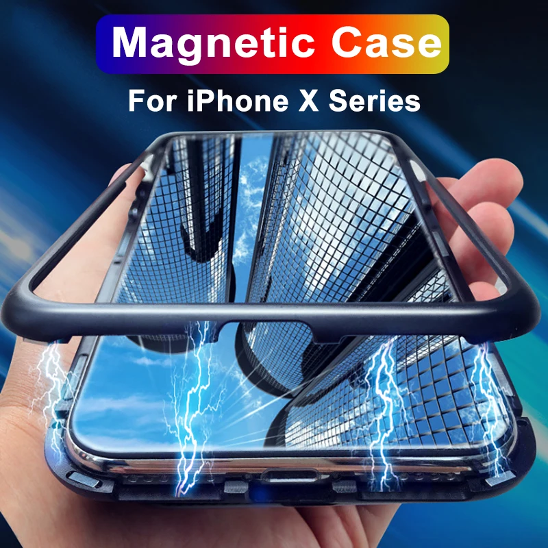

Case On For Apple iPhone XS MAX XR Cover aphone ip 10 X S R 10s 10r Magnetic Flip Glass Cases iph rx sx xmax Armor Fundas Coque