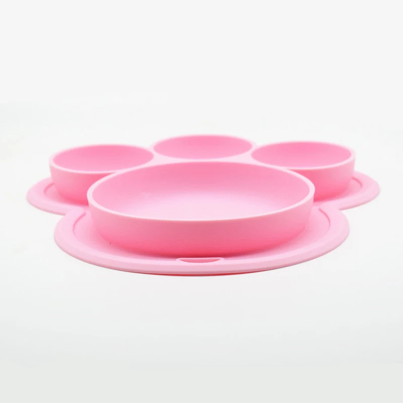 Baby Silicone Plate BPA Free Cartoon Bear Paw Shape Children Dinner Dishes Suction Baby Training Tableware Kids Feeding Bowls