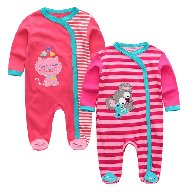 Комплект одежды из 2 предметов для новорожденных; серый хлопковый комбинезон для мальчиков; одежда с рисунком медведя; детские пижамы; комбинезоны с длинными рукавами; комплект одежды для маленьких девочек - Цвет: Baby Clothes46