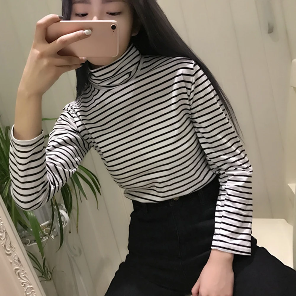 2018 Harajuku Striped Pullover Women Korean Cute