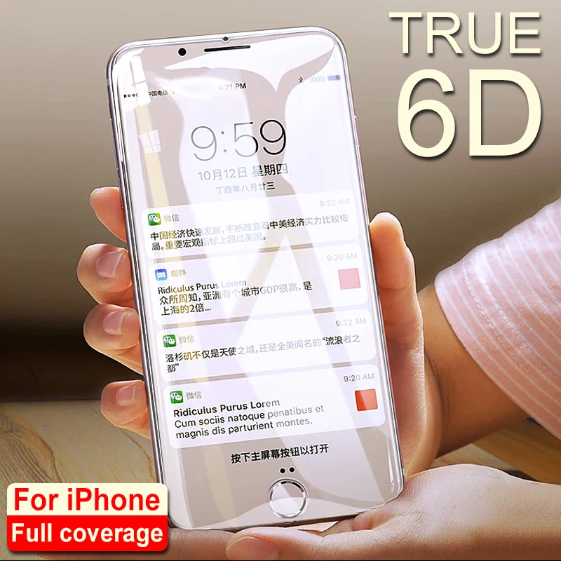 

6D Screen Protector glass on for iPhone 7 6 6s 8 Plus full Protective Tempered glass for iPhone X XS XS MAX glass 9H Ultra thin