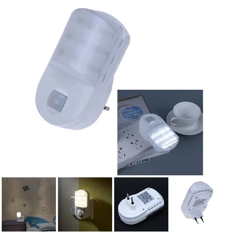 

New 9 LED PIR Motion Sensor Night Light Home Hallway Bedroom Socket Wall Lamp EU Plug NE
