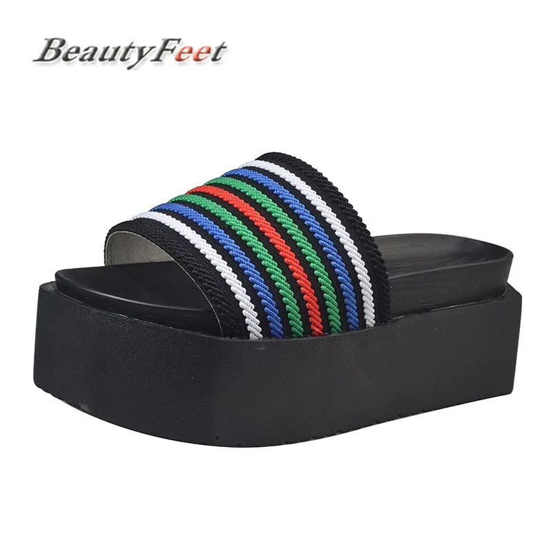 platform thick heel casual slippers