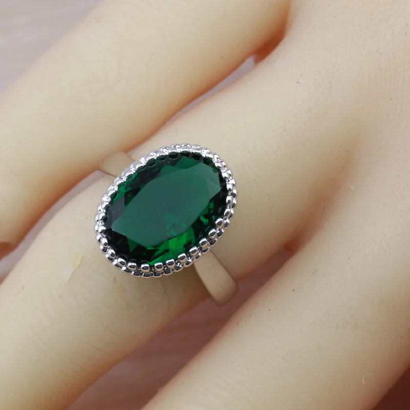 Ослепительный Овальный зеленый кубический цирконий, ювелирный набор из 925 серебра, женский костюм, серьги/ожерелье/браслет и кольцо, наборы