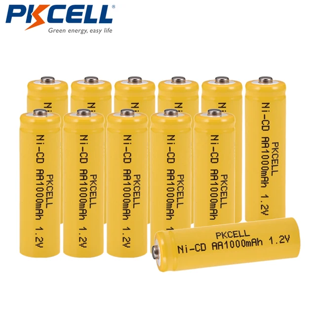 12Pcs/lot PKCELL Ni CD 1.2V AA Battery 1000mAh Rechargeable Batteries 1