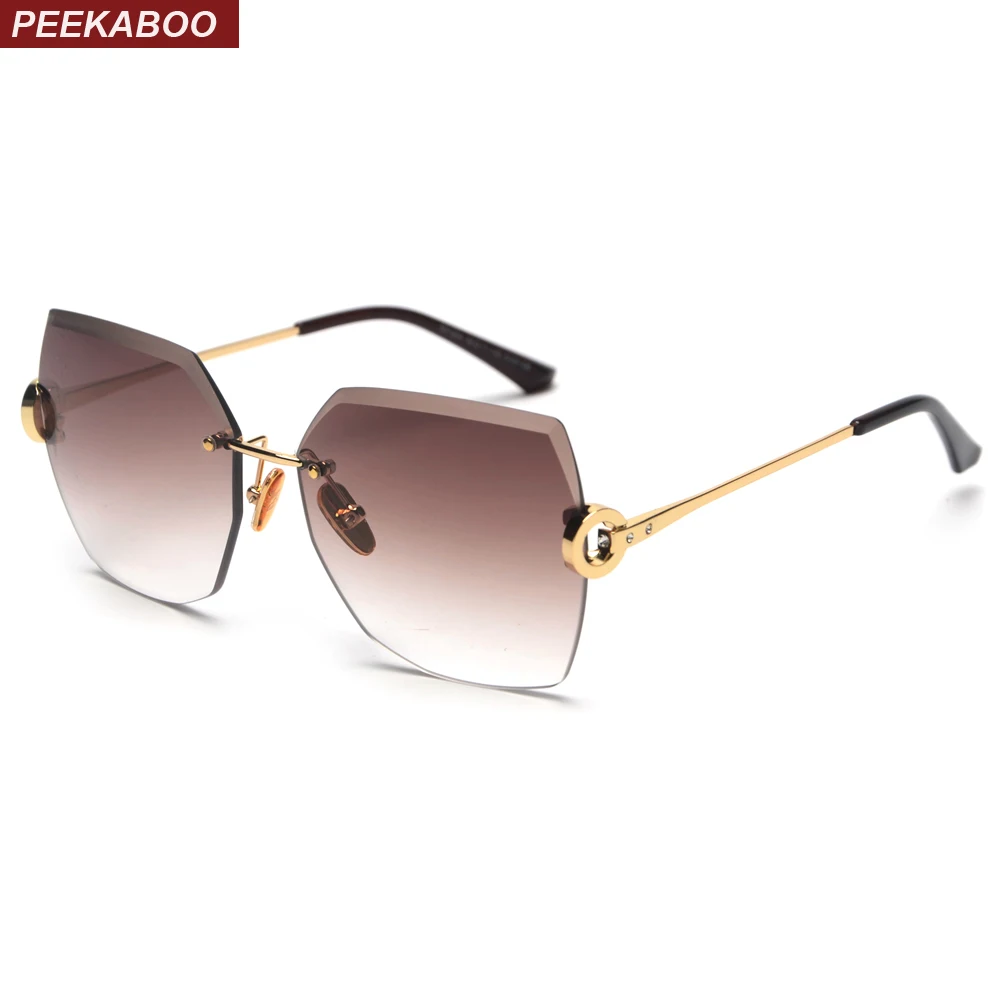 Оригинальные небольшие коричневого цвета без рамки солнцезащитные очки для женщин с Стразы летний подарок без оправы Солнцезащитные очки для женщин, квадратный uv400